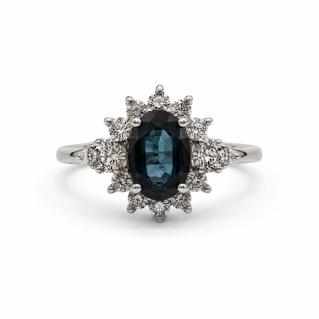Vintage Blue Sapphire Halo Ring