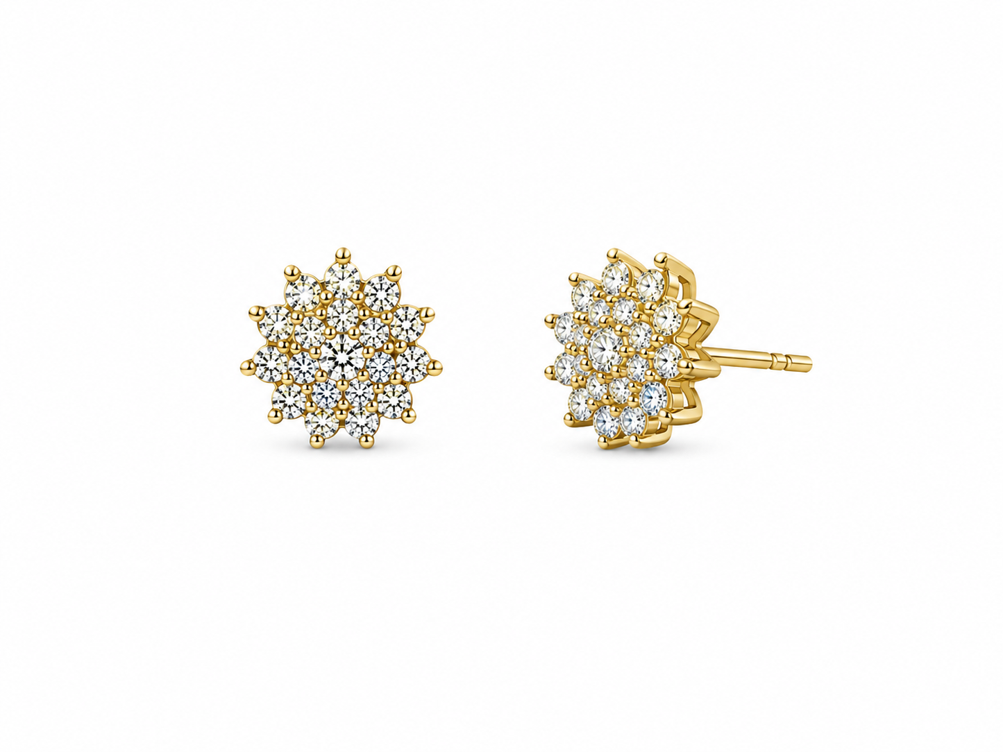 Vintage Diamond Cluster Flower Studs