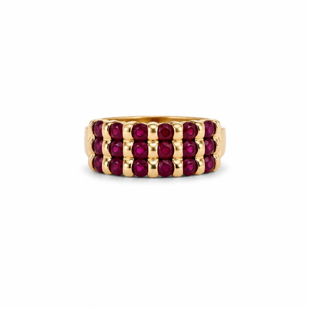 Vintage Three Row Ruby Ring