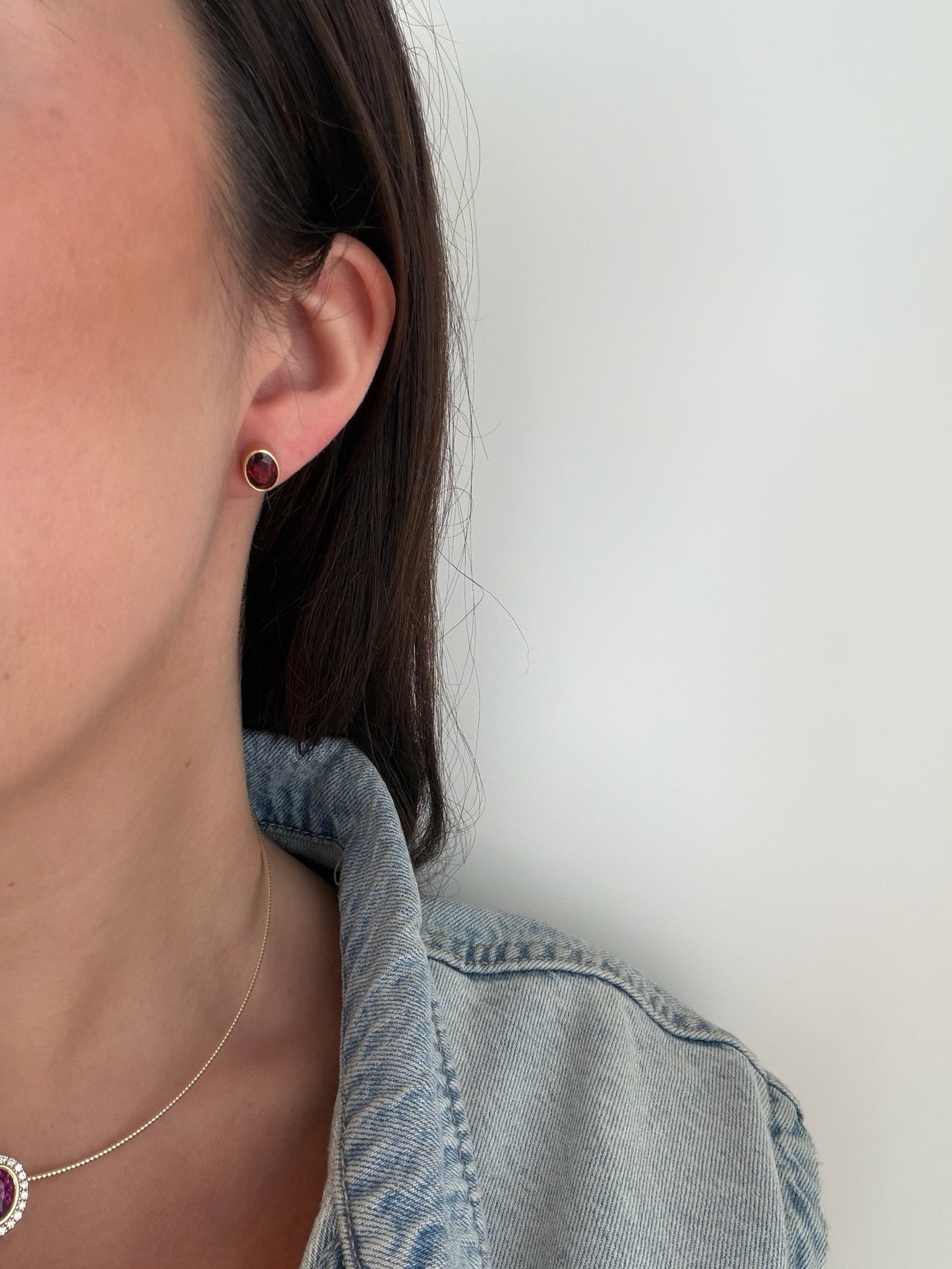 Oval Garnet Bezel Studs