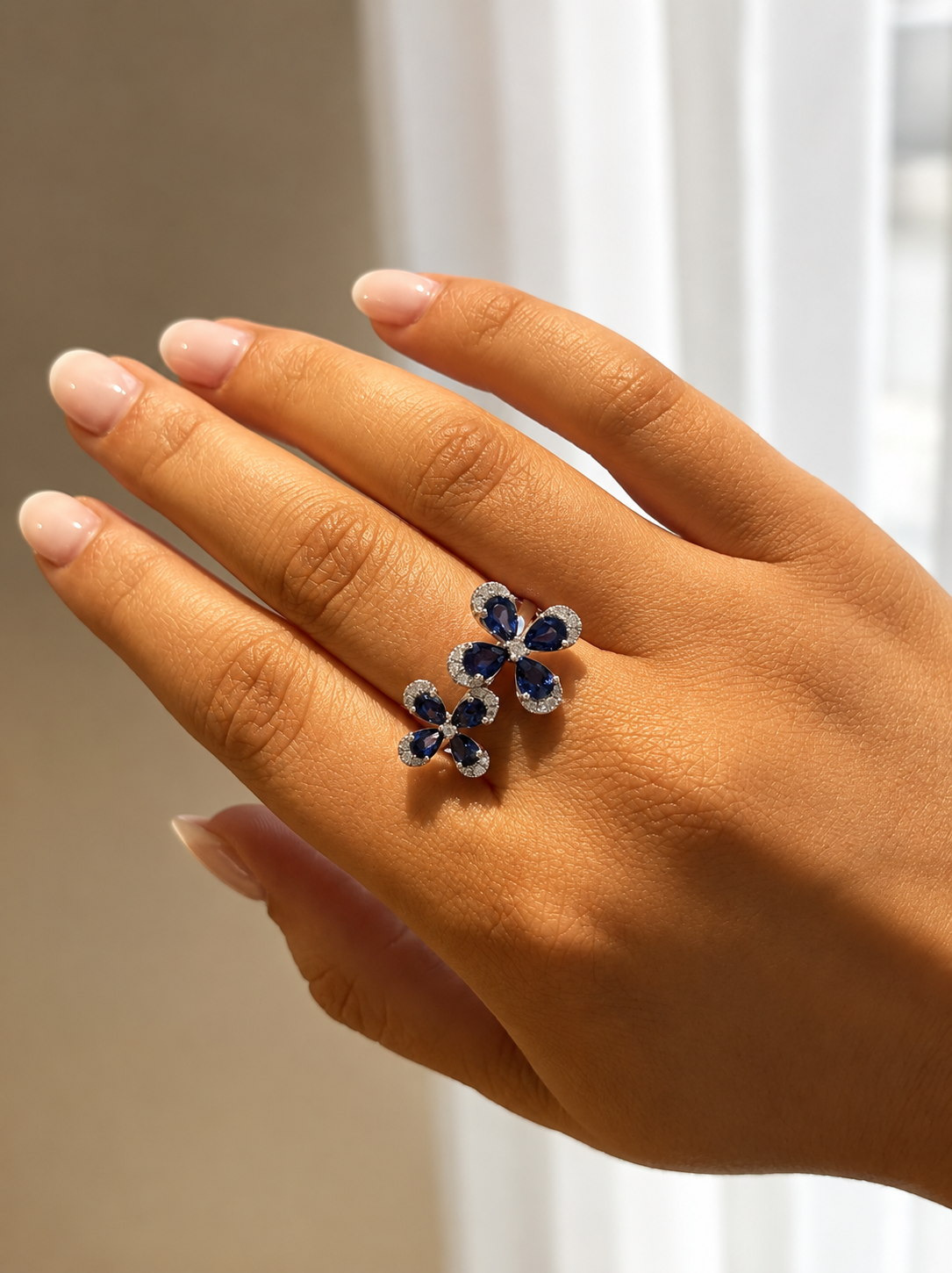 Blue Sapphire Fleur Ring