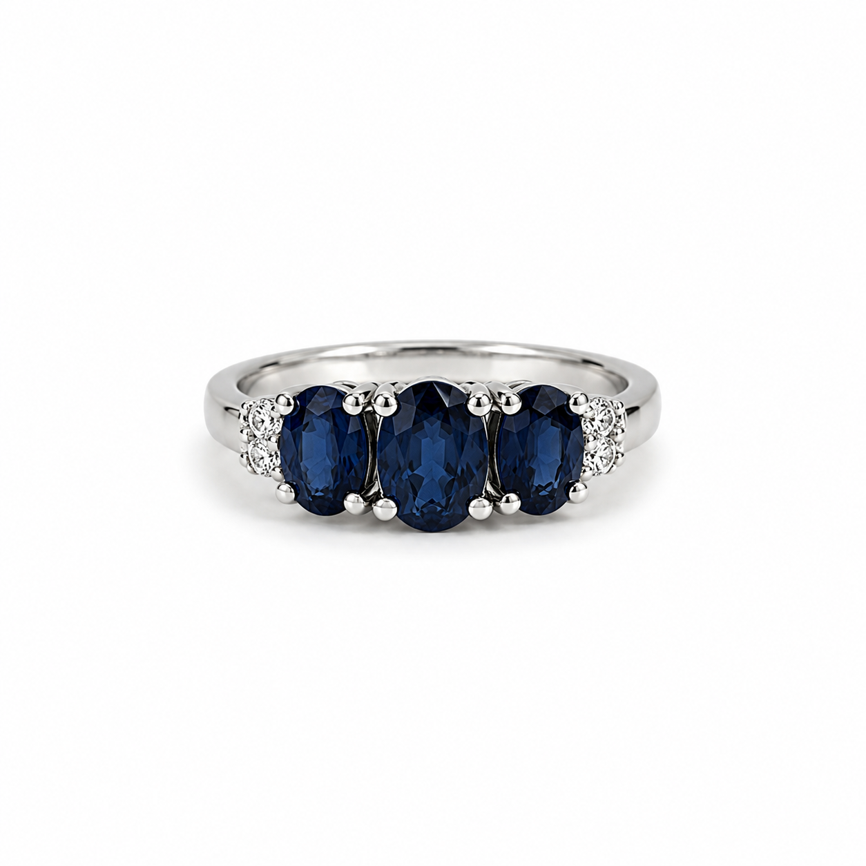 Vintage Three Stone Blue Sapphire Ring