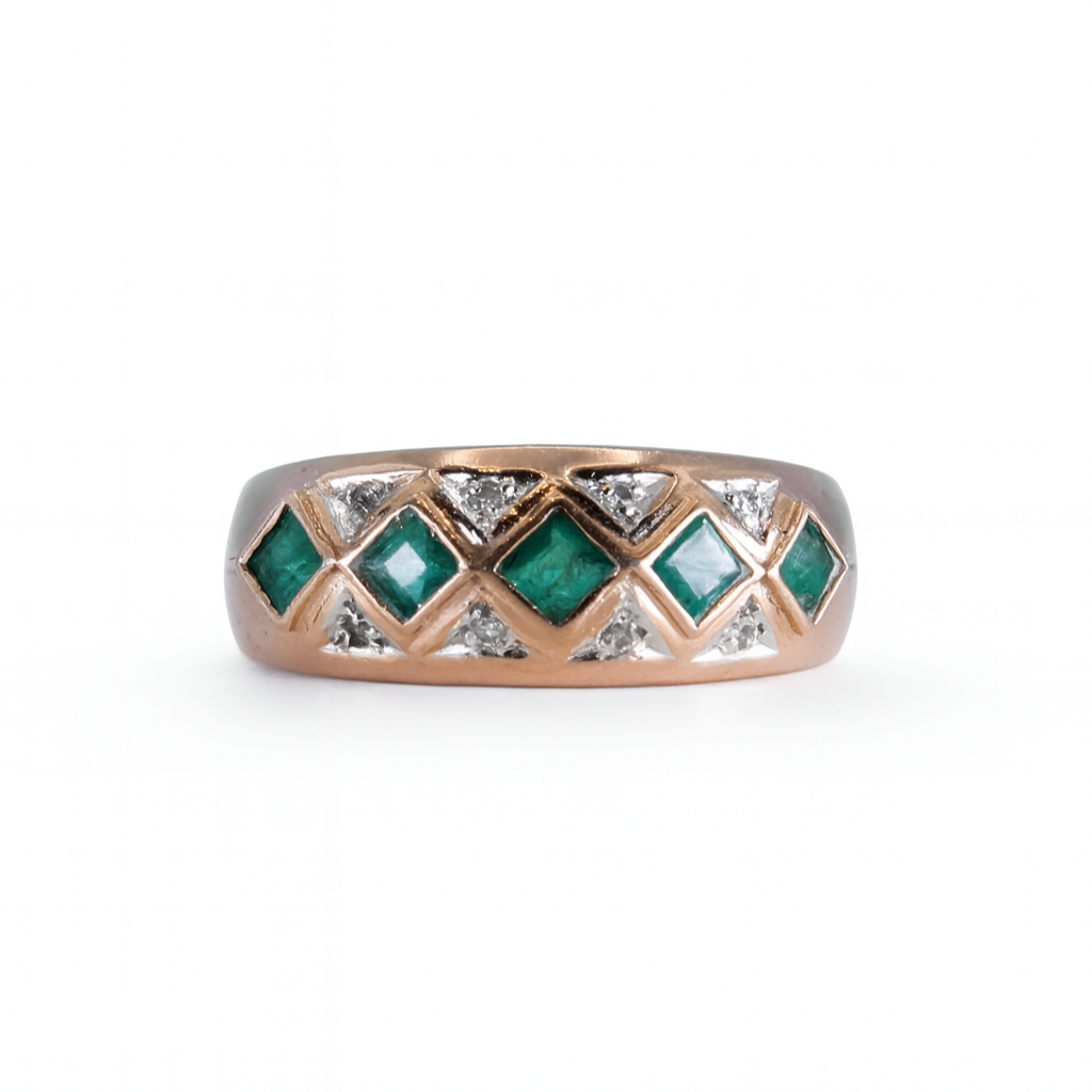 Vintage Emerald and Diamond Band