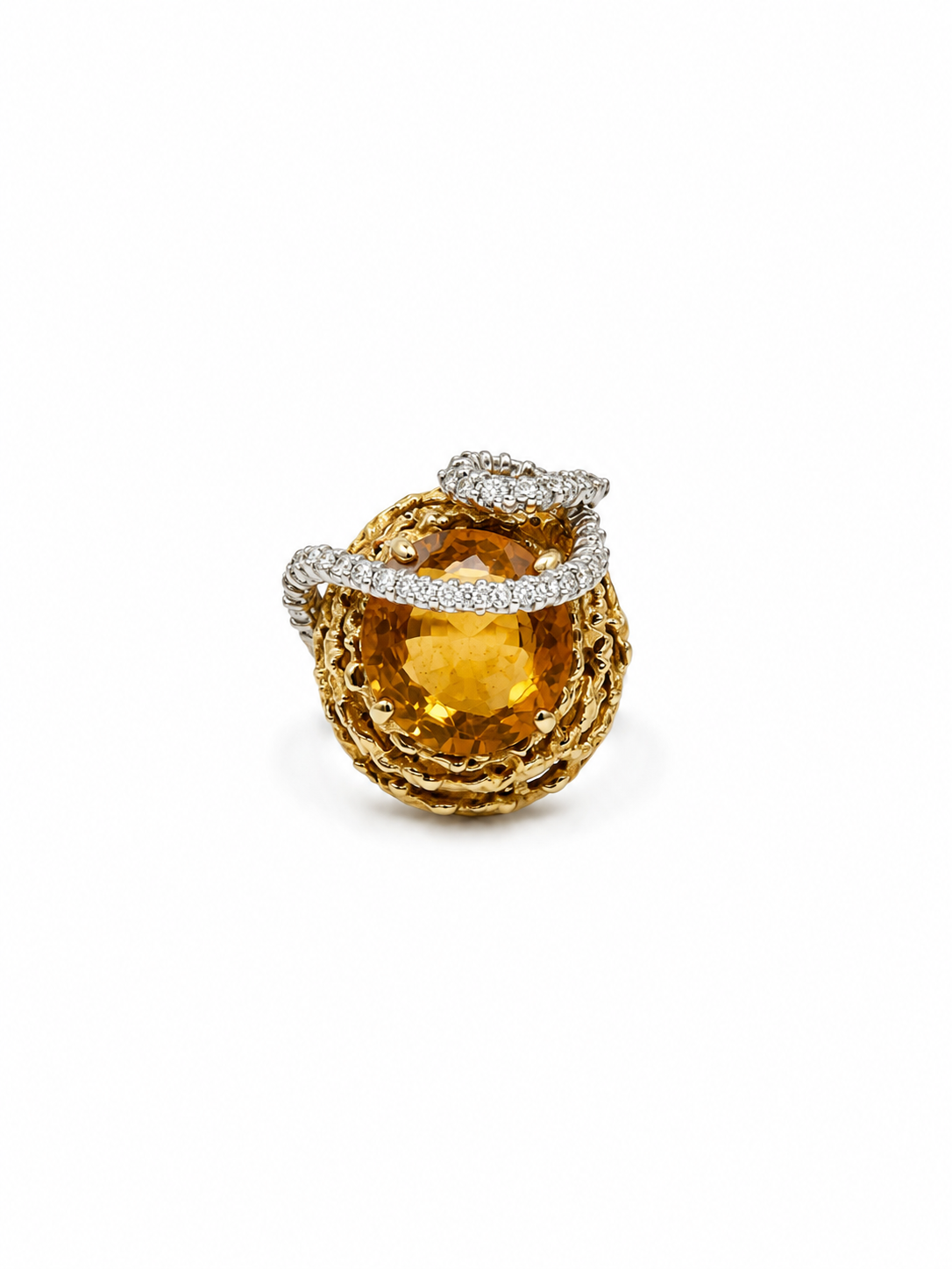 Vintage Citrine Diamond Wrap Ring