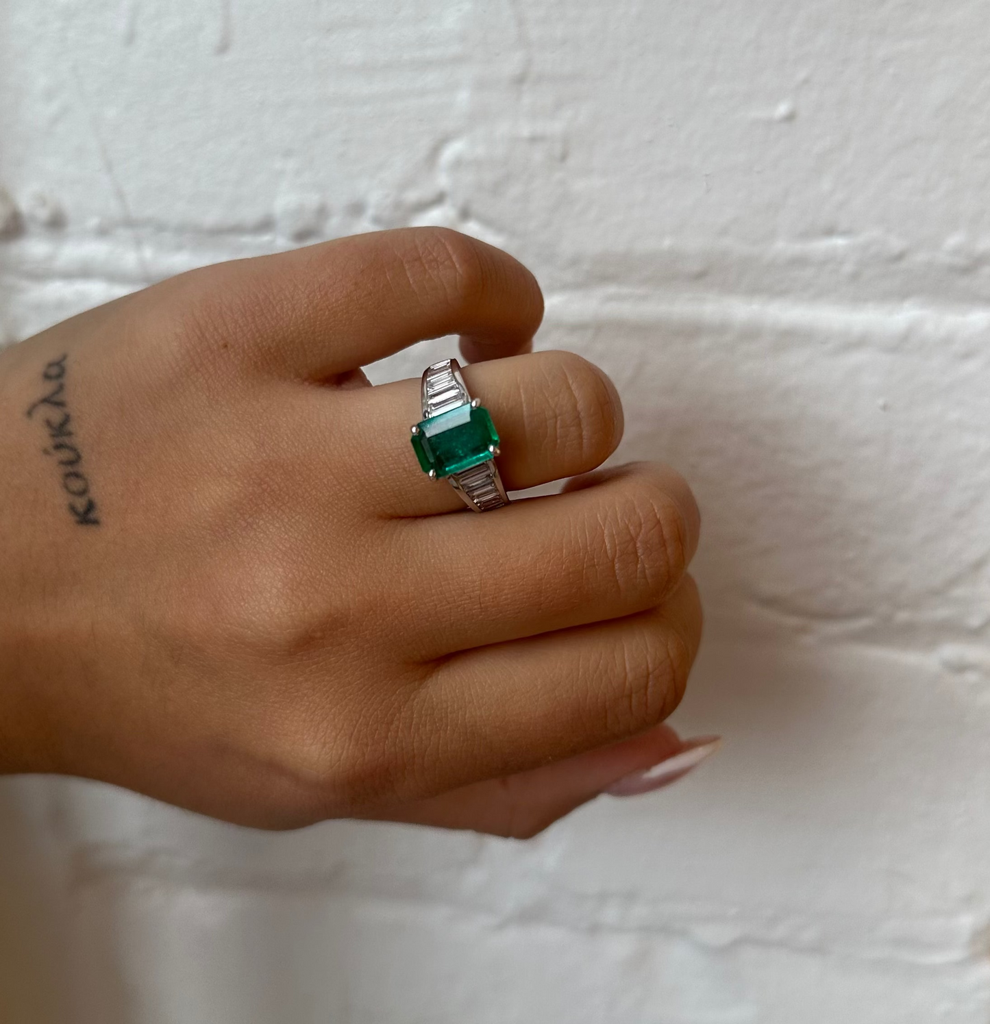 Vintage Emerald and Baguette Ring