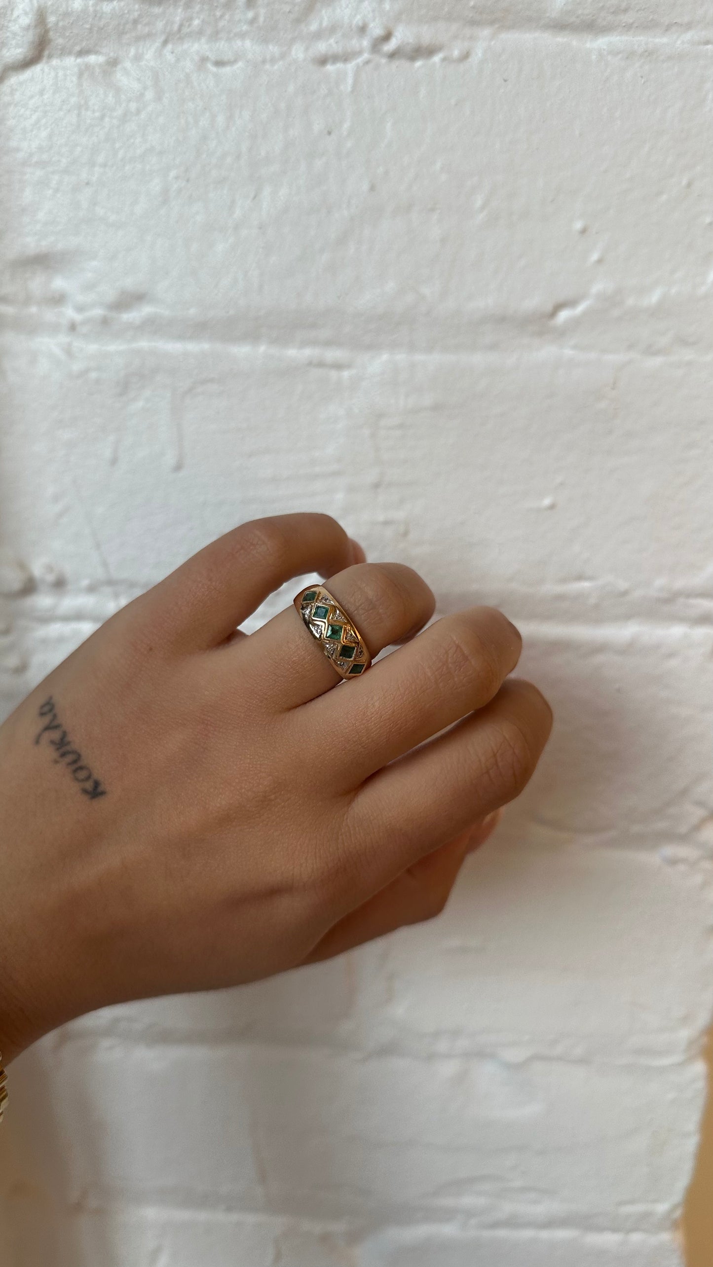 Vintage Emerald and Diamond Band