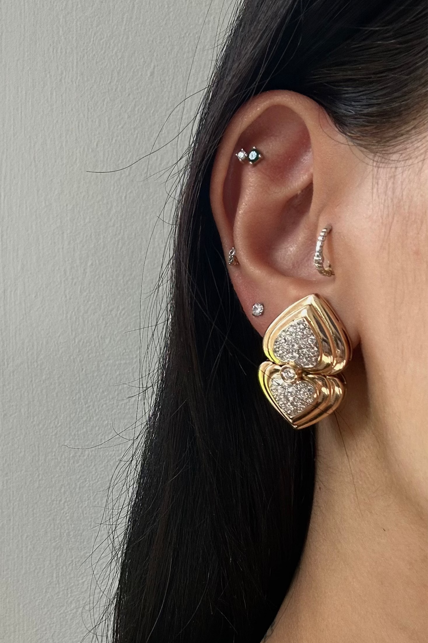 Vintage Heart Diamond Earrings