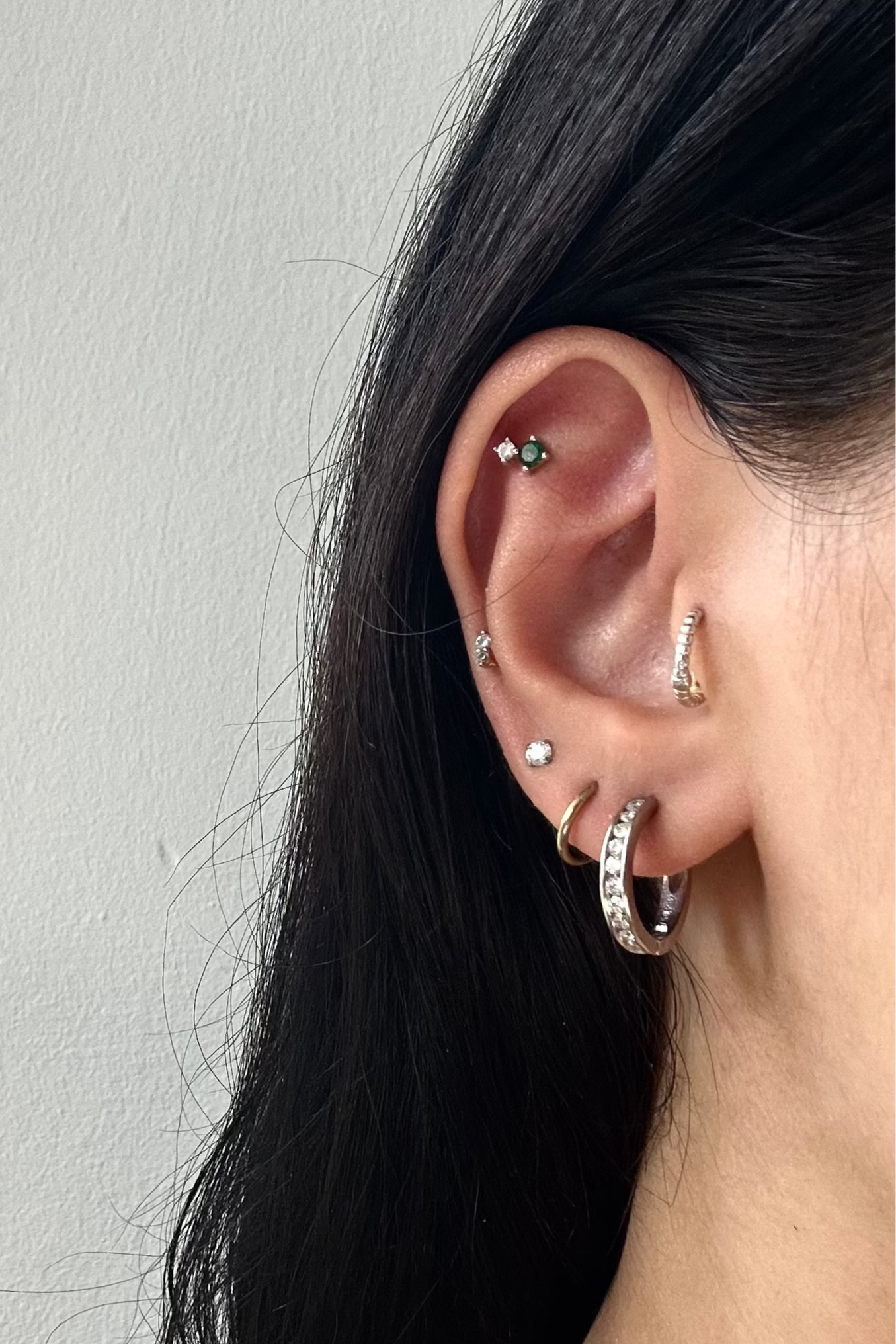 Vintage Channel Set Diamond Hoops