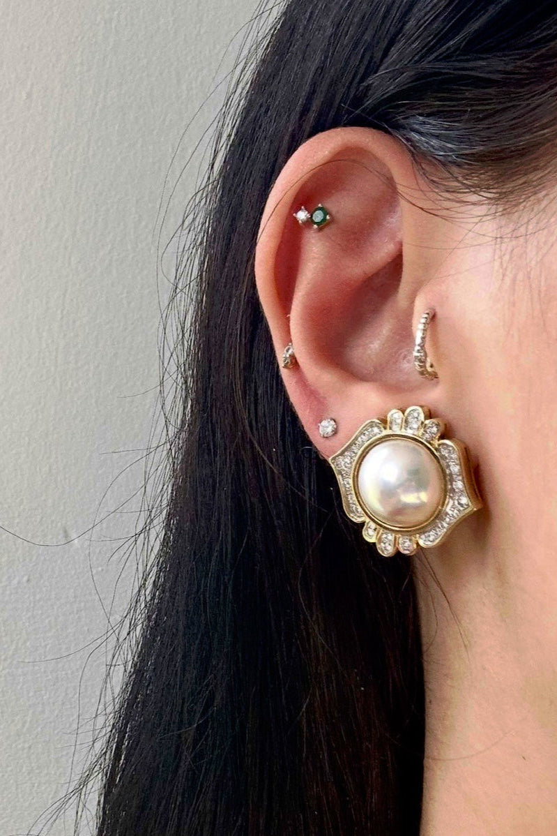 Vintage Pearl and Diamond Earrings