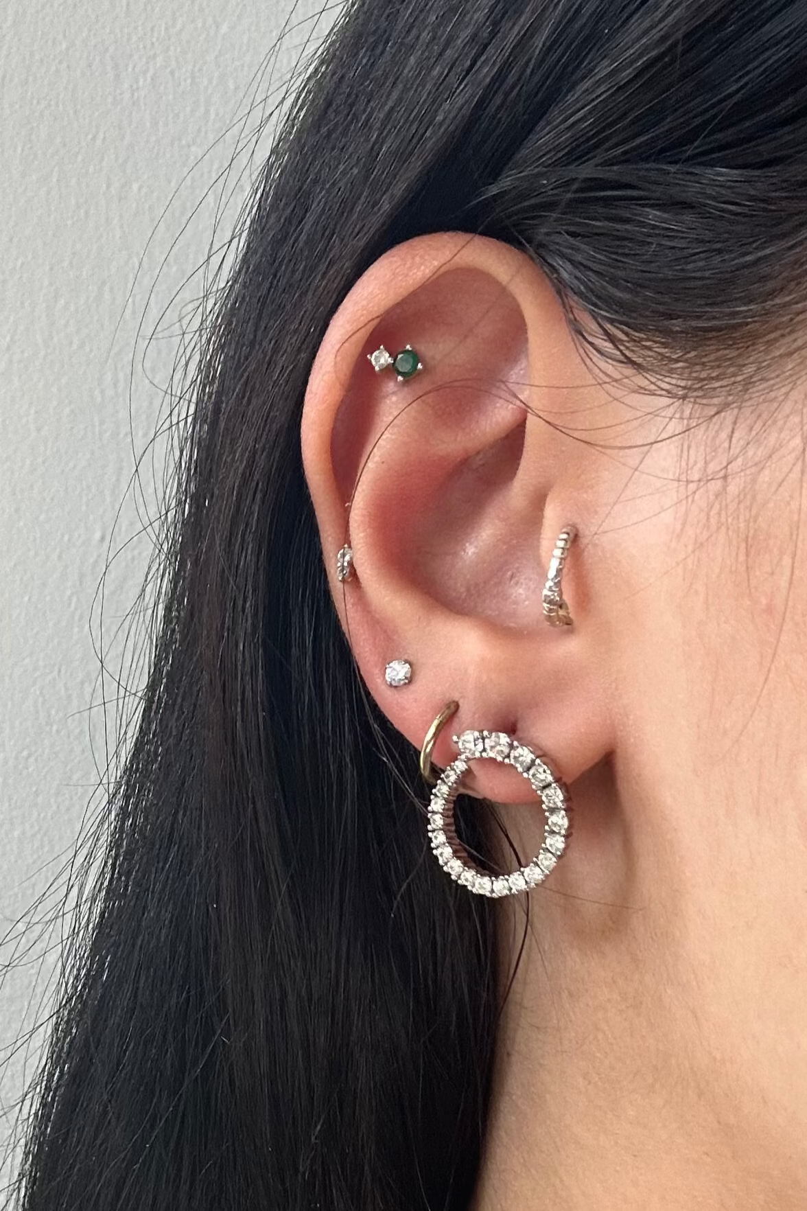 Vintage Front Facing Diamond Hoops