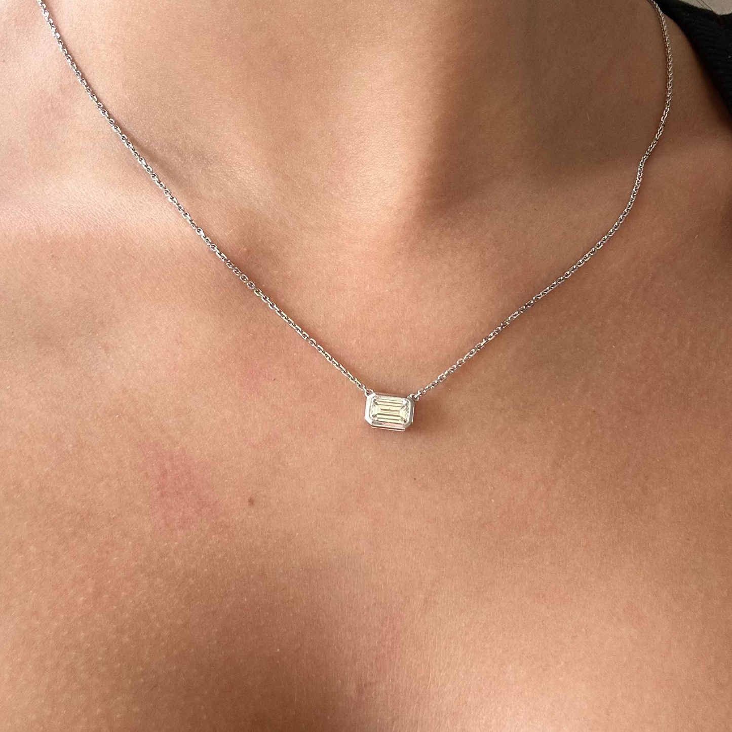 Vintage East West Bezel Necklace