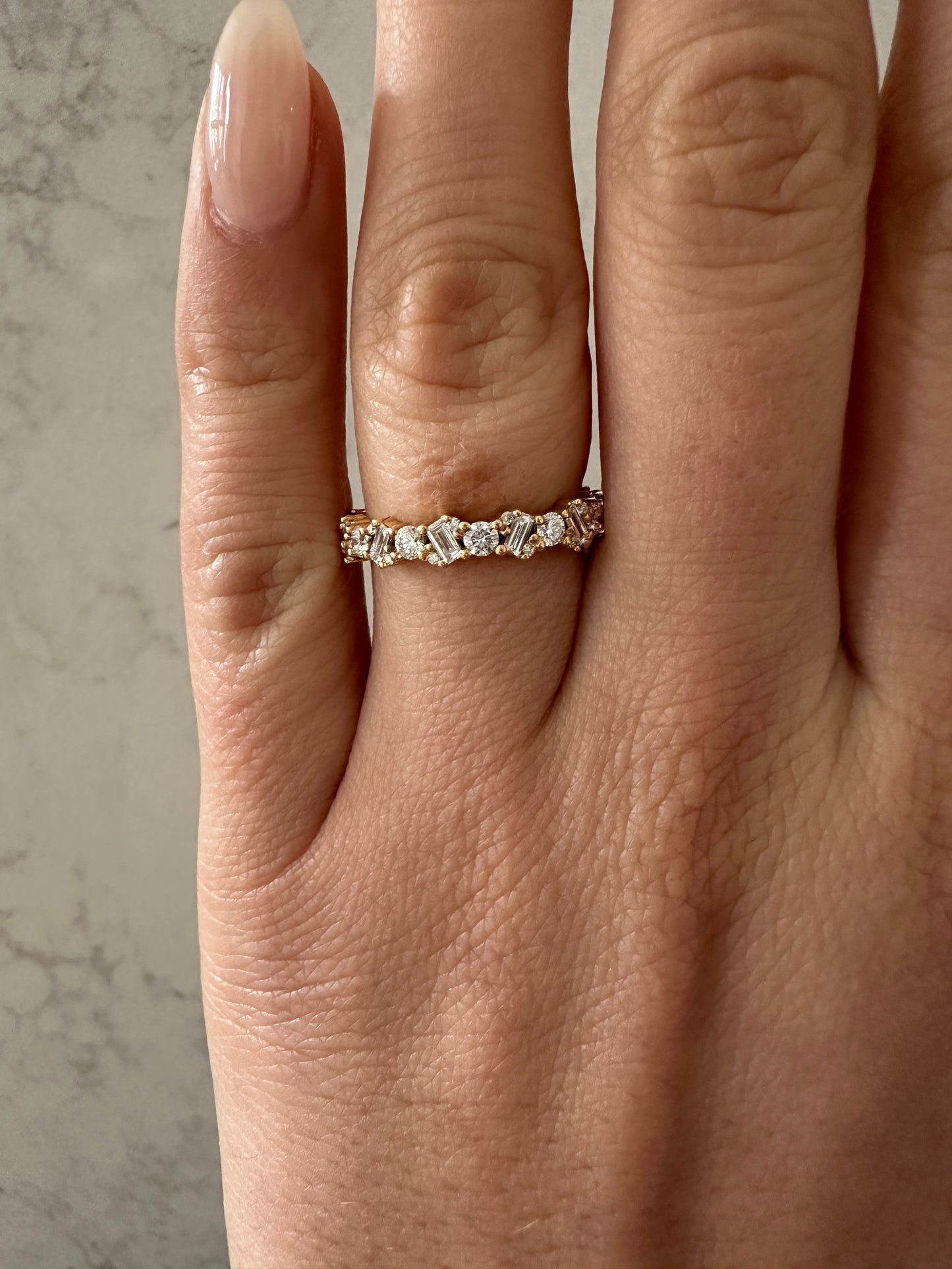 Mixed Baguette And Round Eternity Ring