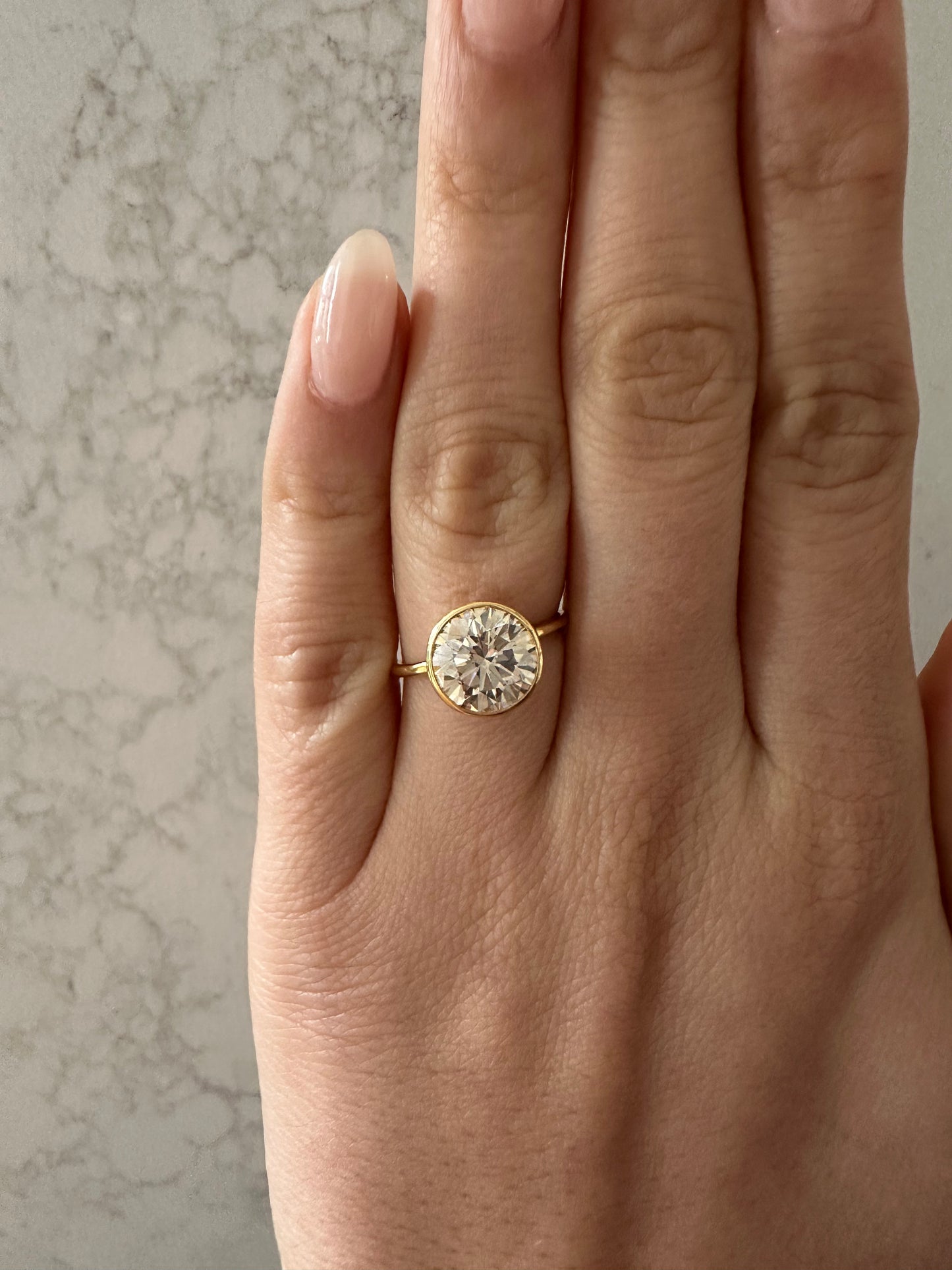 3 CT Round Bezel Solitaire Engagement Ring