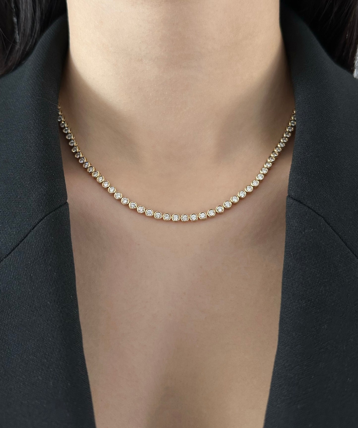 Bezel Diamonds Tennis Necklace