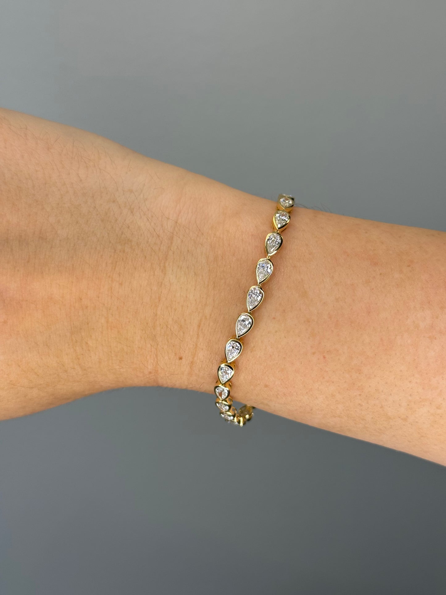Bezel Pear Tennis Bracelet