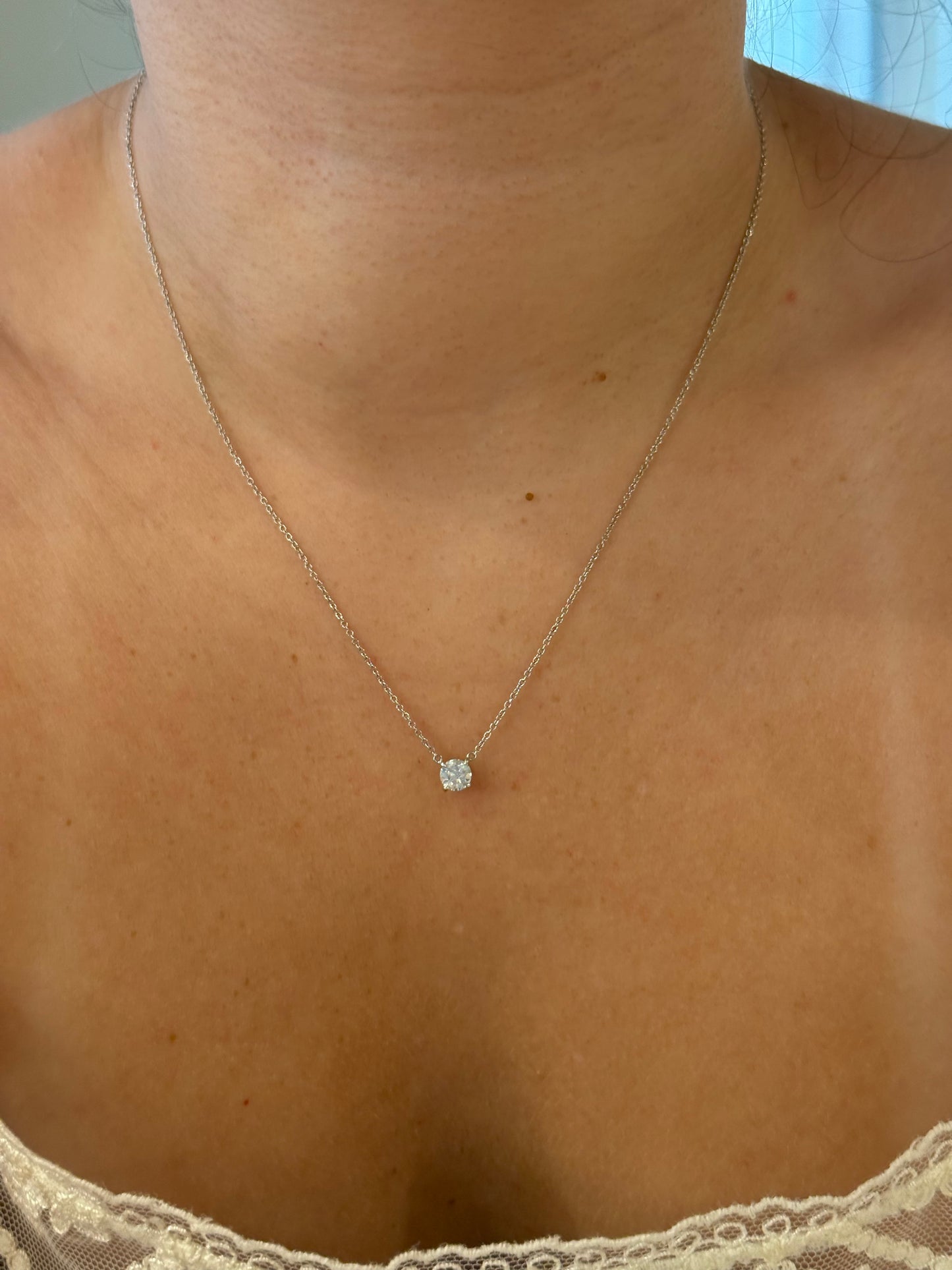 White Gold Solitaire Diamond Necklace