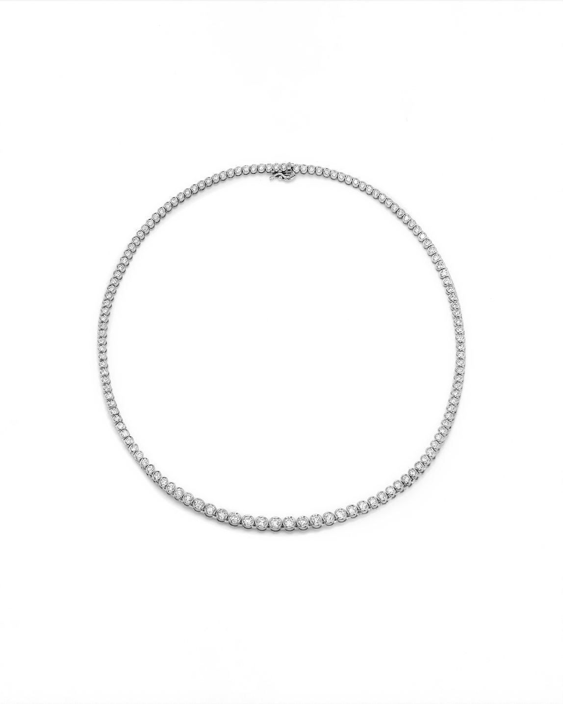Graduated Bezel Diamond Tennis Necklace