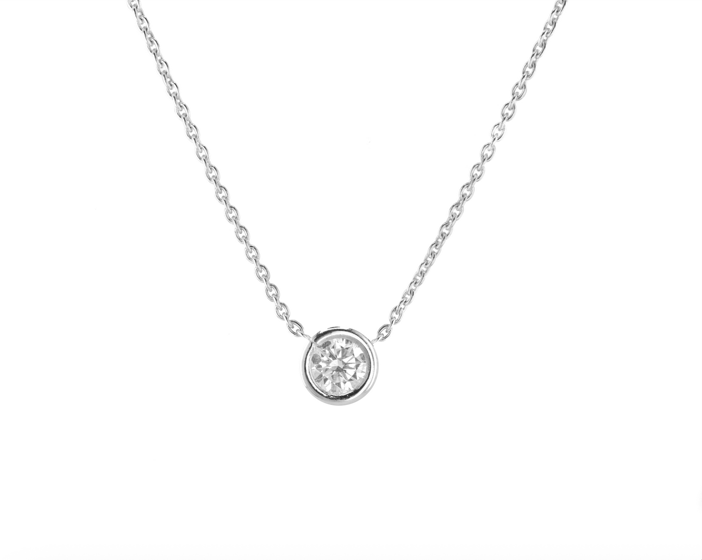 Round Solitaire Bezel Pendant Necklace
