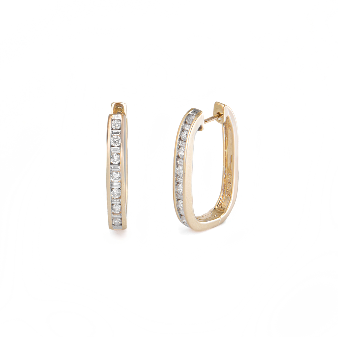 Vintage Channel Set Baguette and Round Hoops