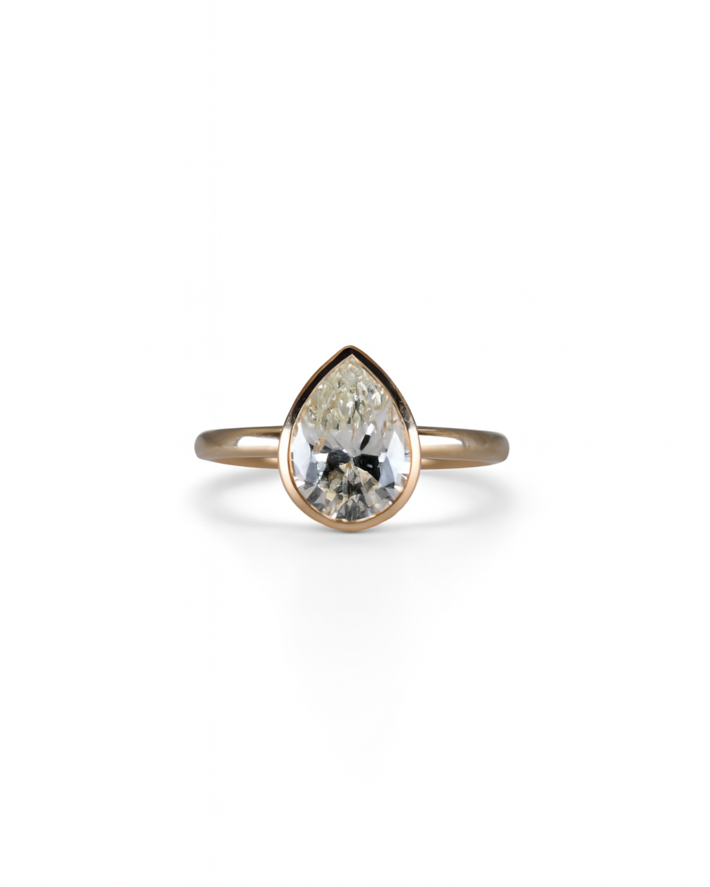 Pear Shaped Bezel Set Solitaire Engagment Ring