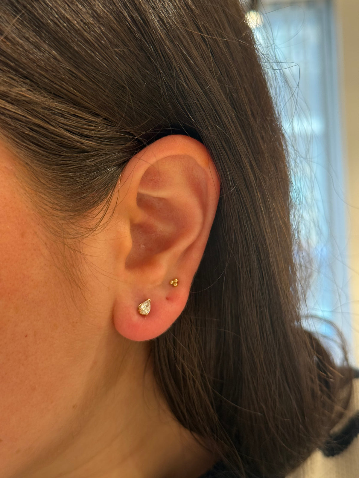 Natural Diamond Pear Studs, alternate view 1