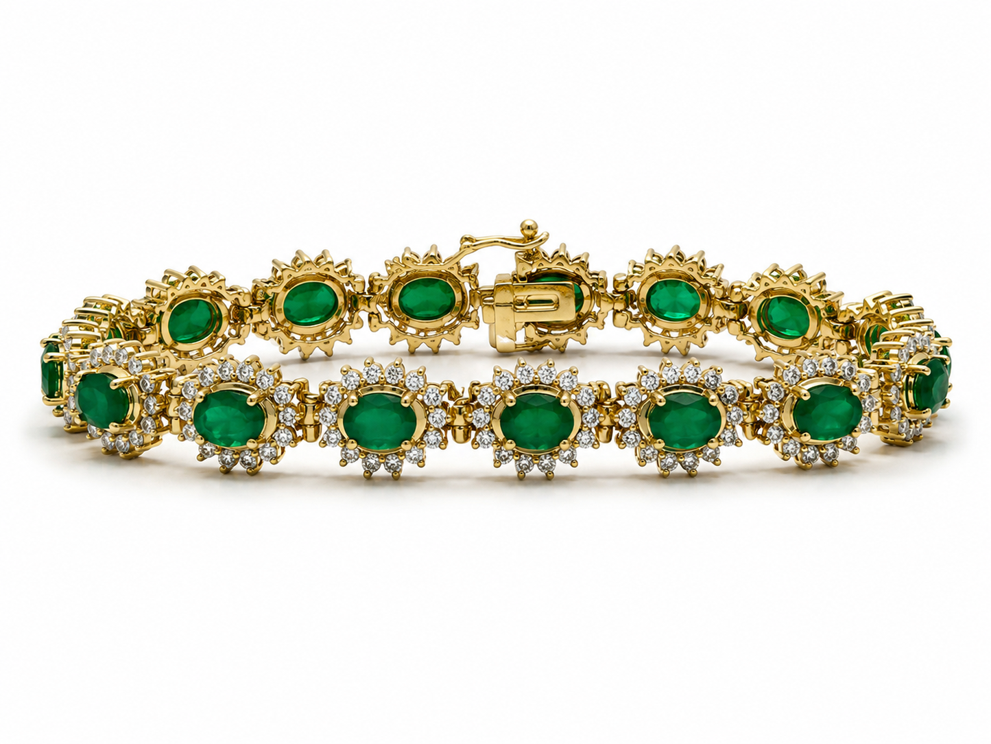 Vintage Emerald Halo Tennis Bracelet
