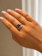 Pear Blue Sapphire Fleur Ring