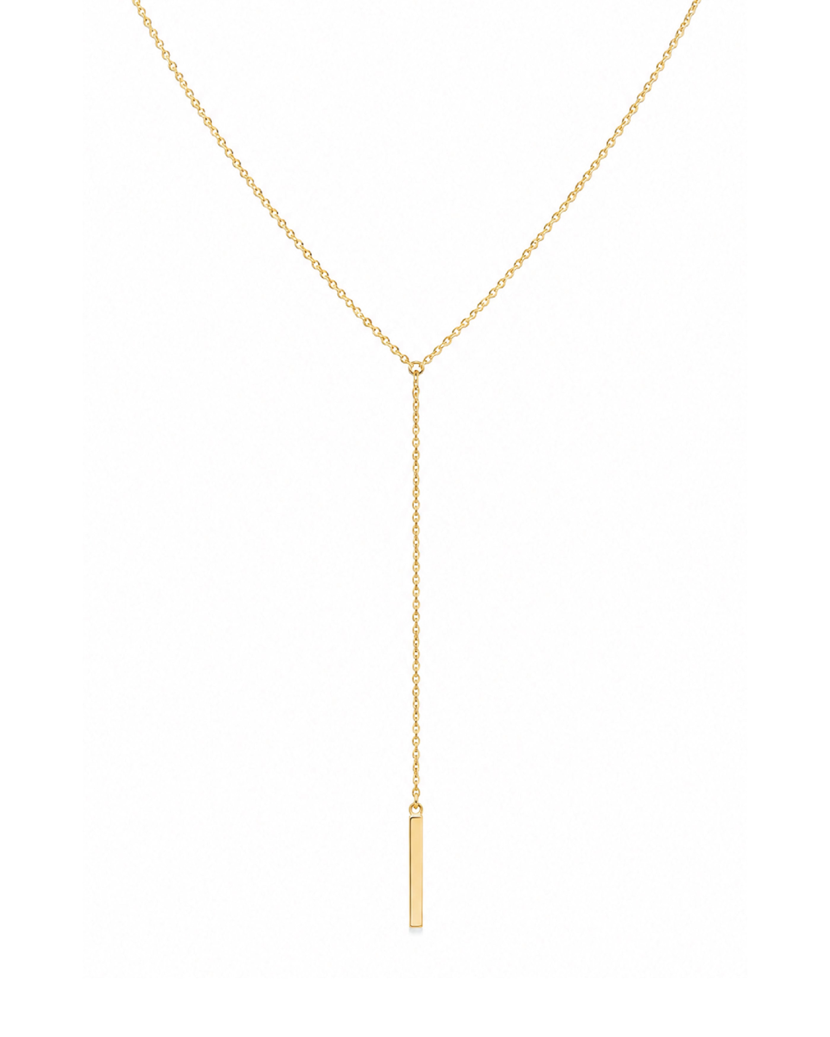 14k gold bar lariat necklace