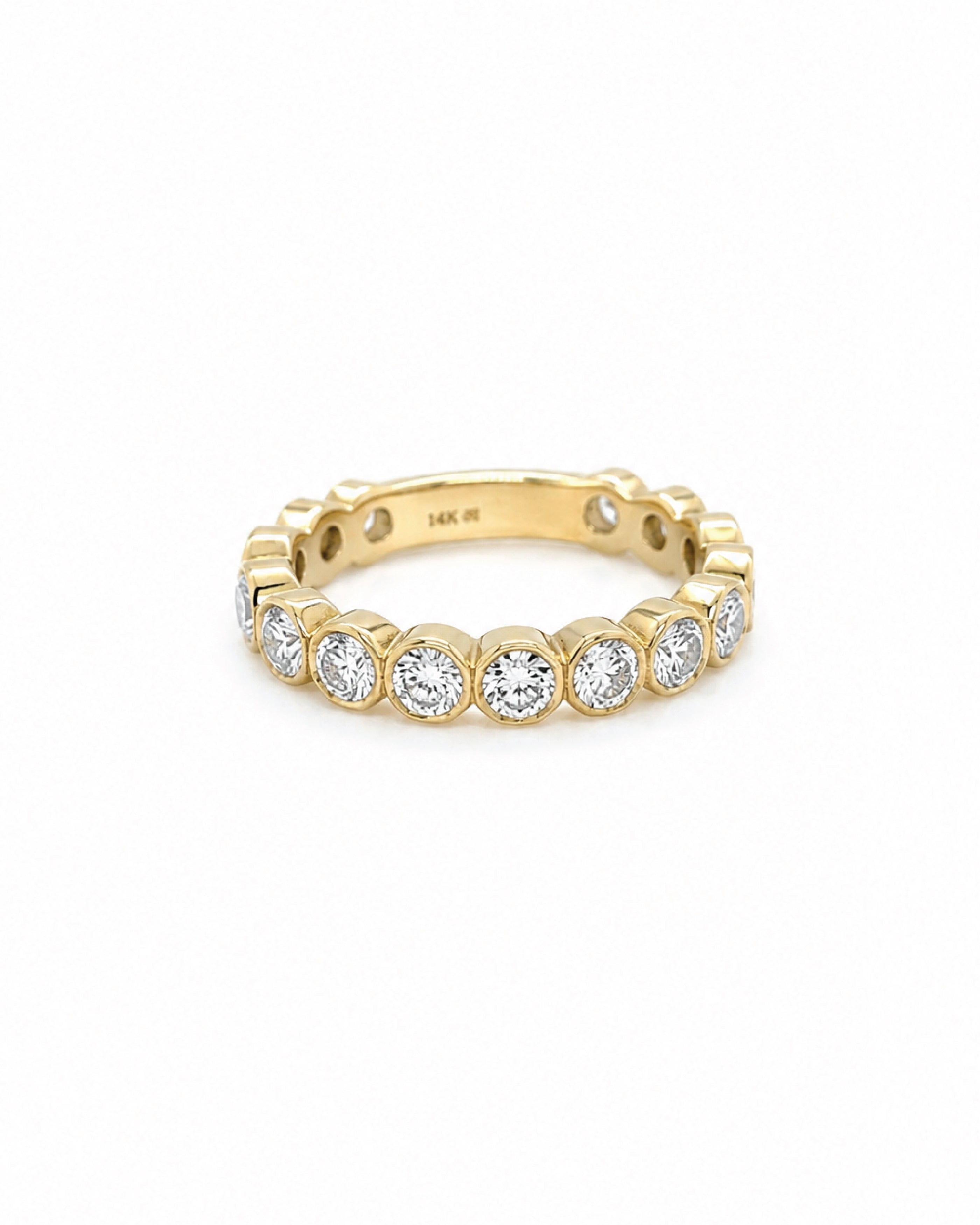 14k gold bezel-set diamond eternity band, made to order