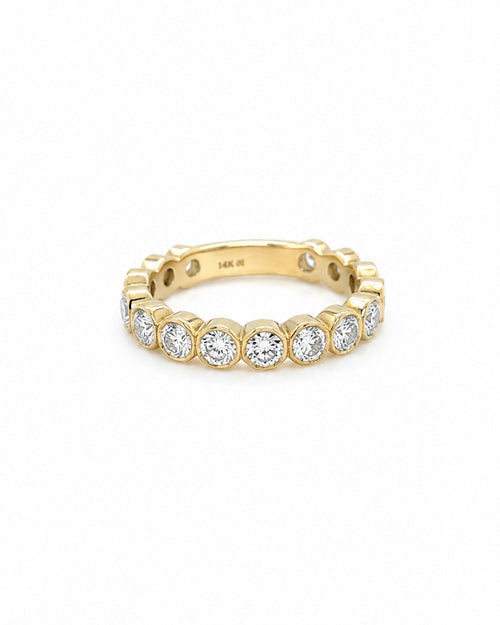 14k gold bezel-set diamond eternity band, made to order