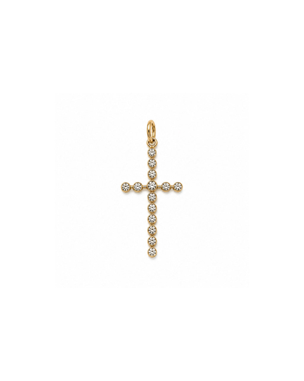 14k gold diamond bezel cross pendant