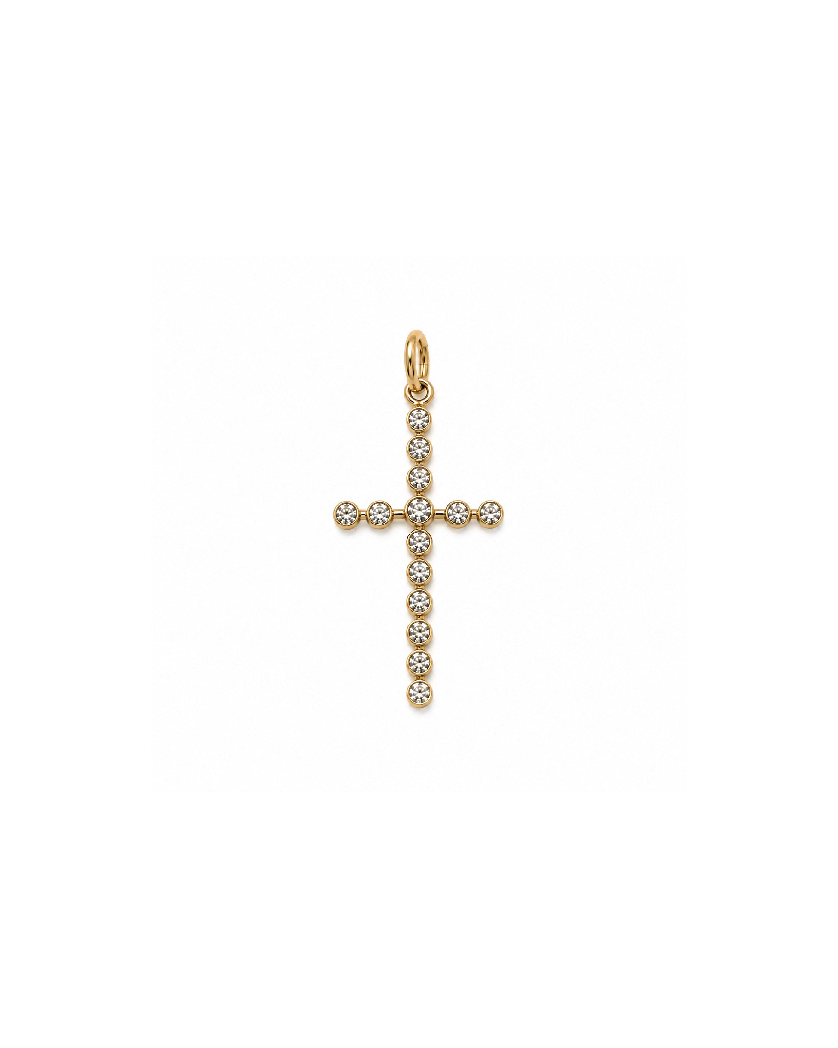 14k gold diamond bezel cross pendant