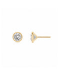 14k gold diamond bezel stud earrings, martini setting