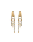 14k gold diamond dagger fringe drop earrings, lab-grown diamonds