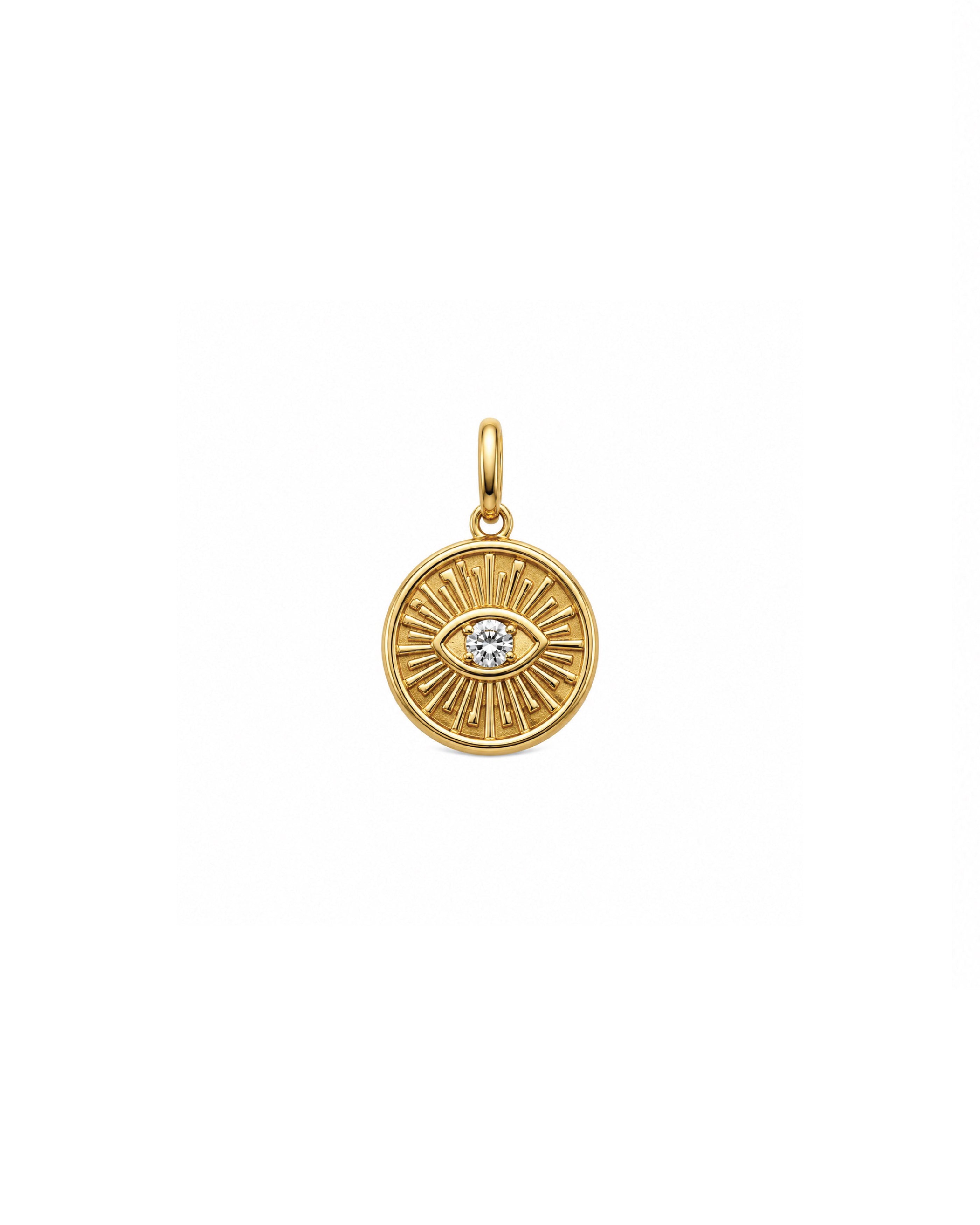 14k gold diamond evil eye pendant