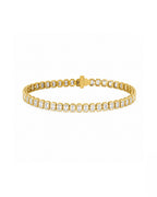 14k gold emerald-cut diamond bezel tennis bracelet, lab-grown