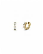 14k gold emerald-cut lab diamond huggie earrings