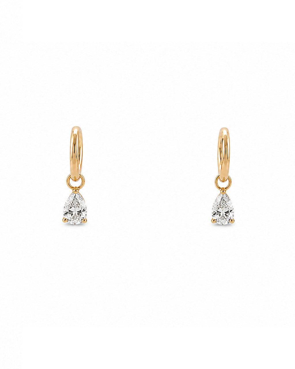14k gold lab diamond pear huggie charms