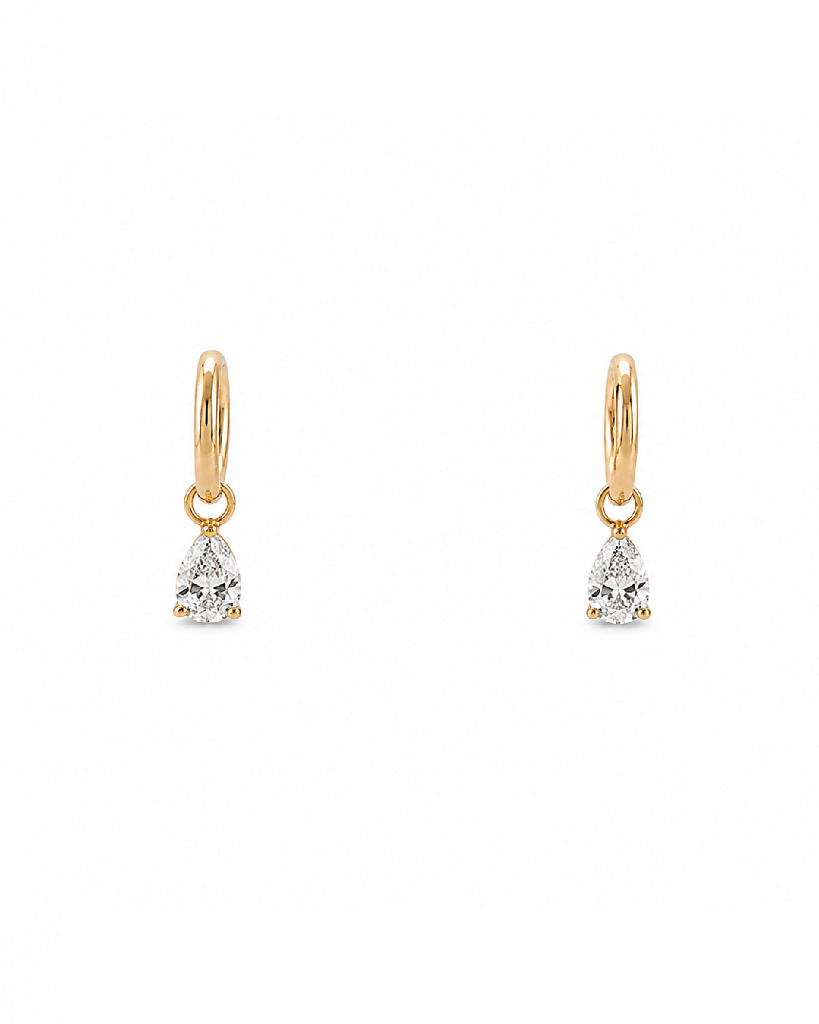 14k gold lab diamond pear huggie charms
