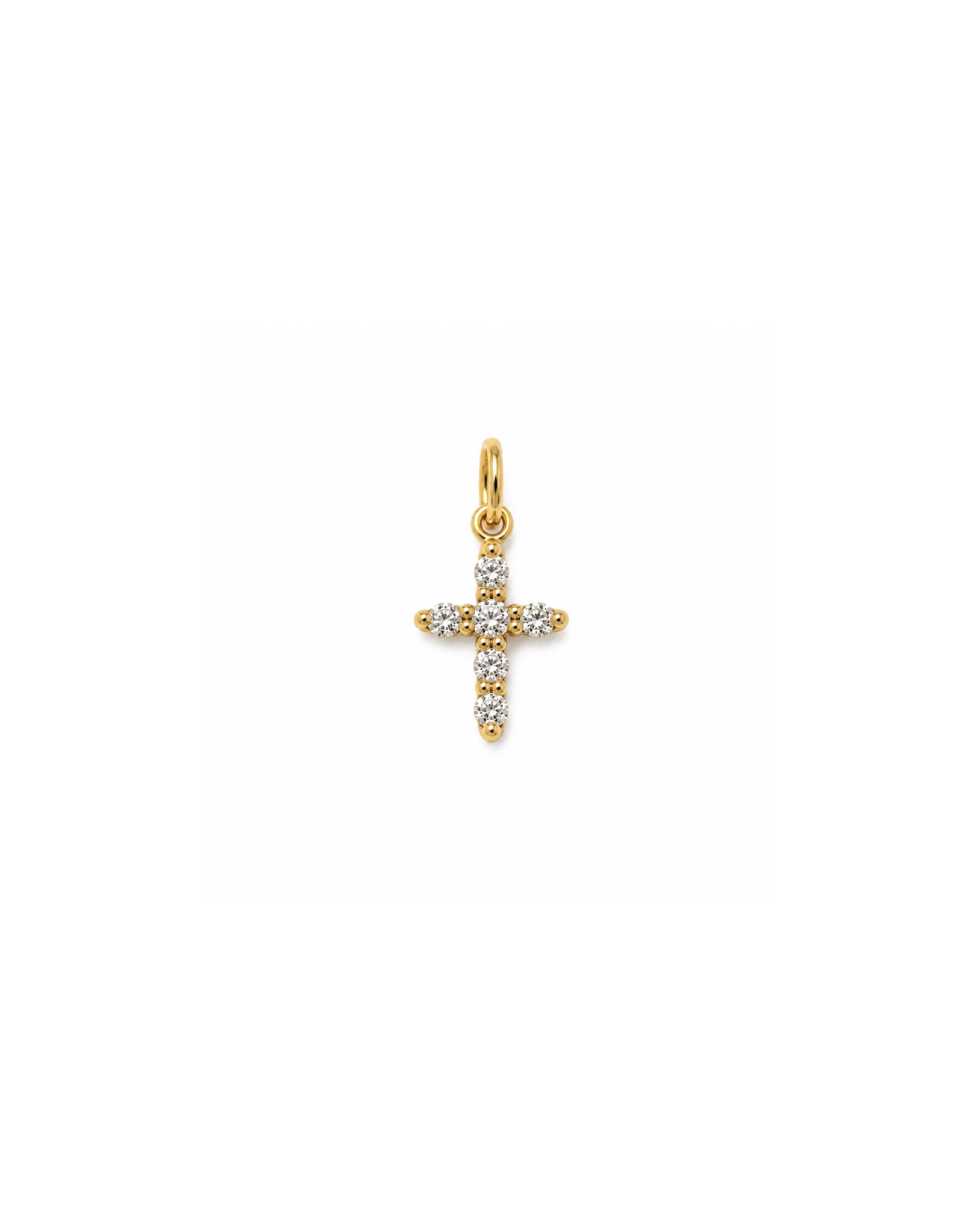 14k gold mini diamond cross pendant