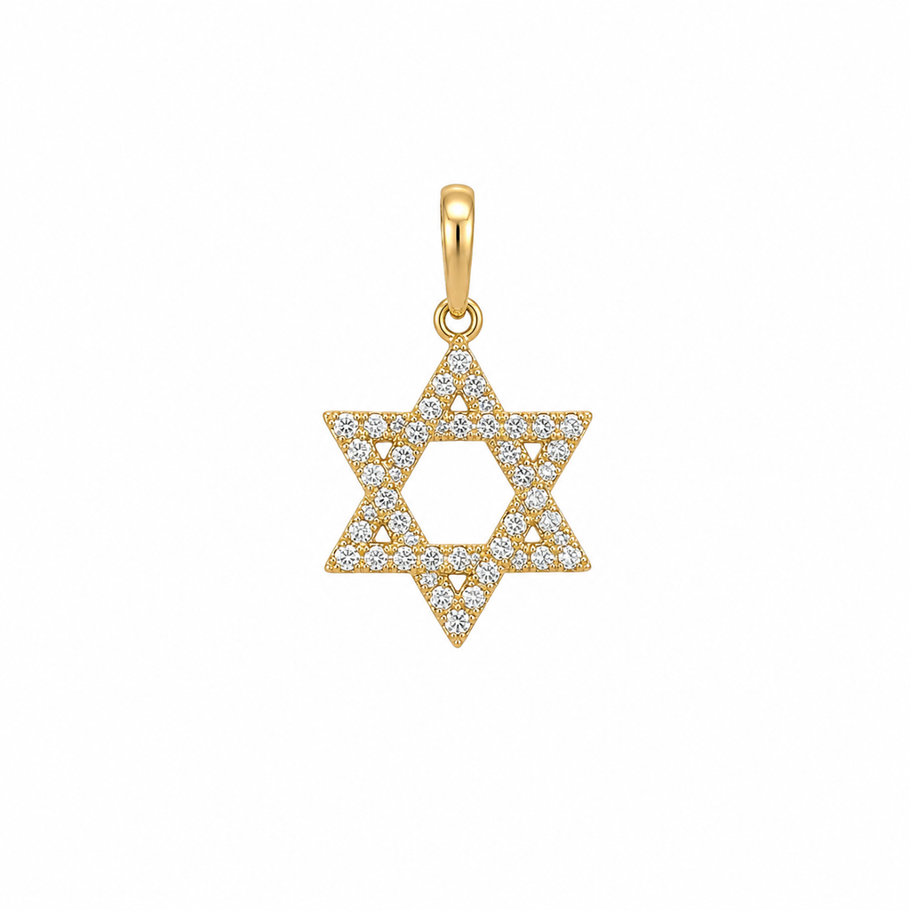14k gold mini diamond Star of David pendant