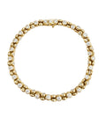 14k gold Orbit diamond tennis bracelet, bezel-set
