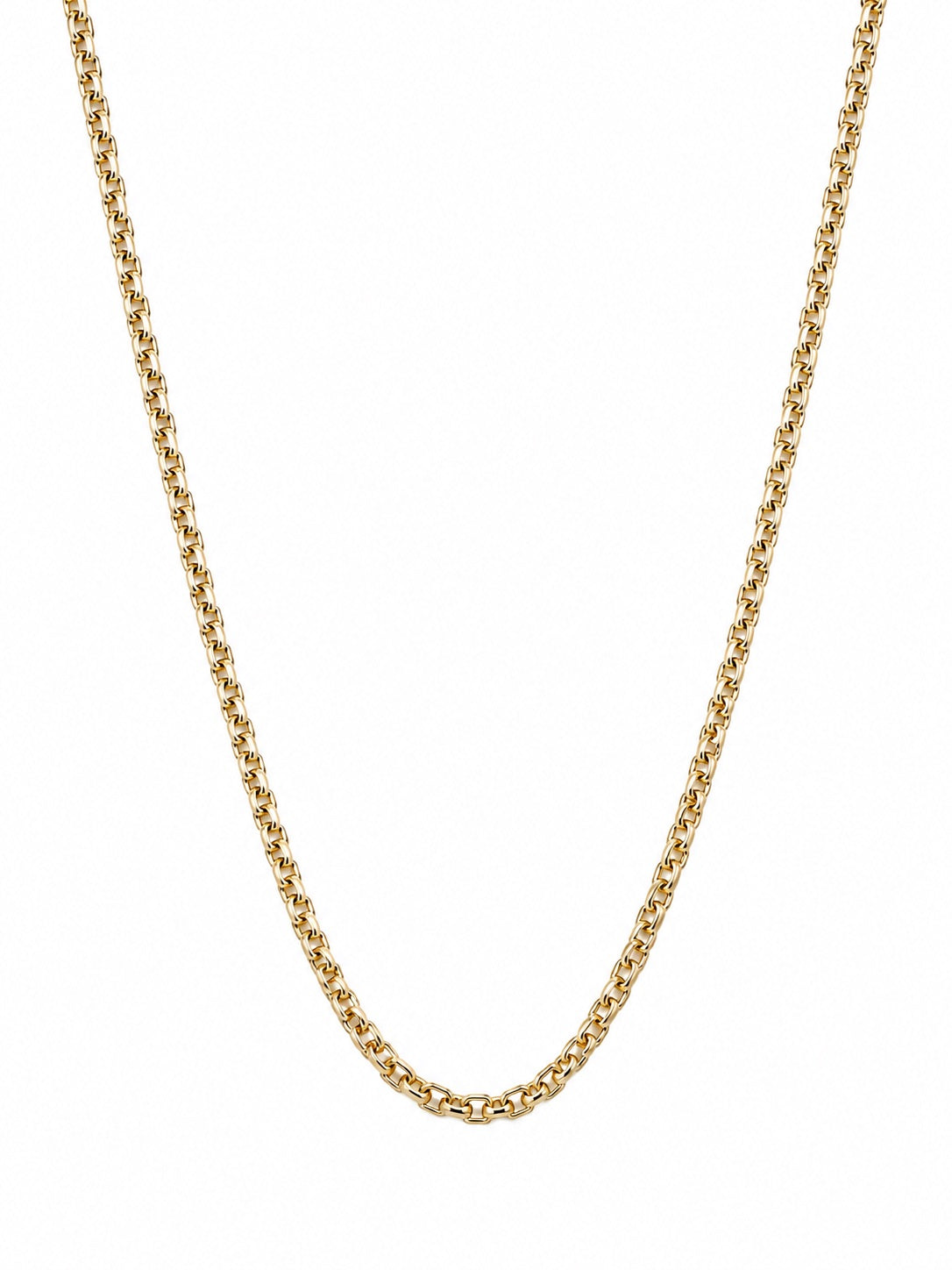 14k gold oval rolo chain necklace