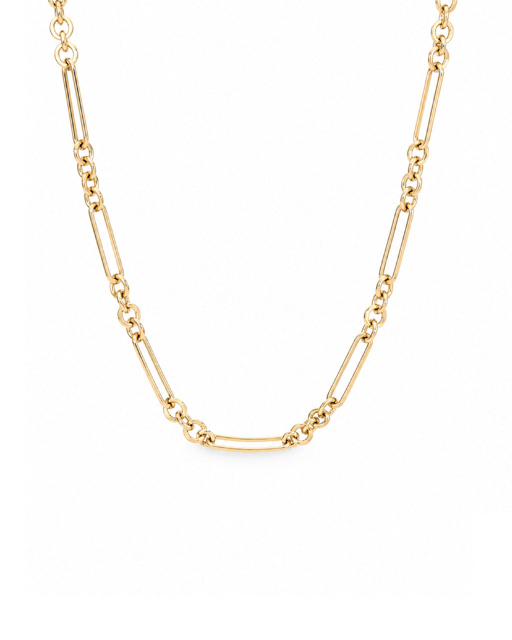 14k gold rolo and paperclip mixed chain necklace