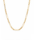 14k gold rolo and paperclip mixed chain necklace