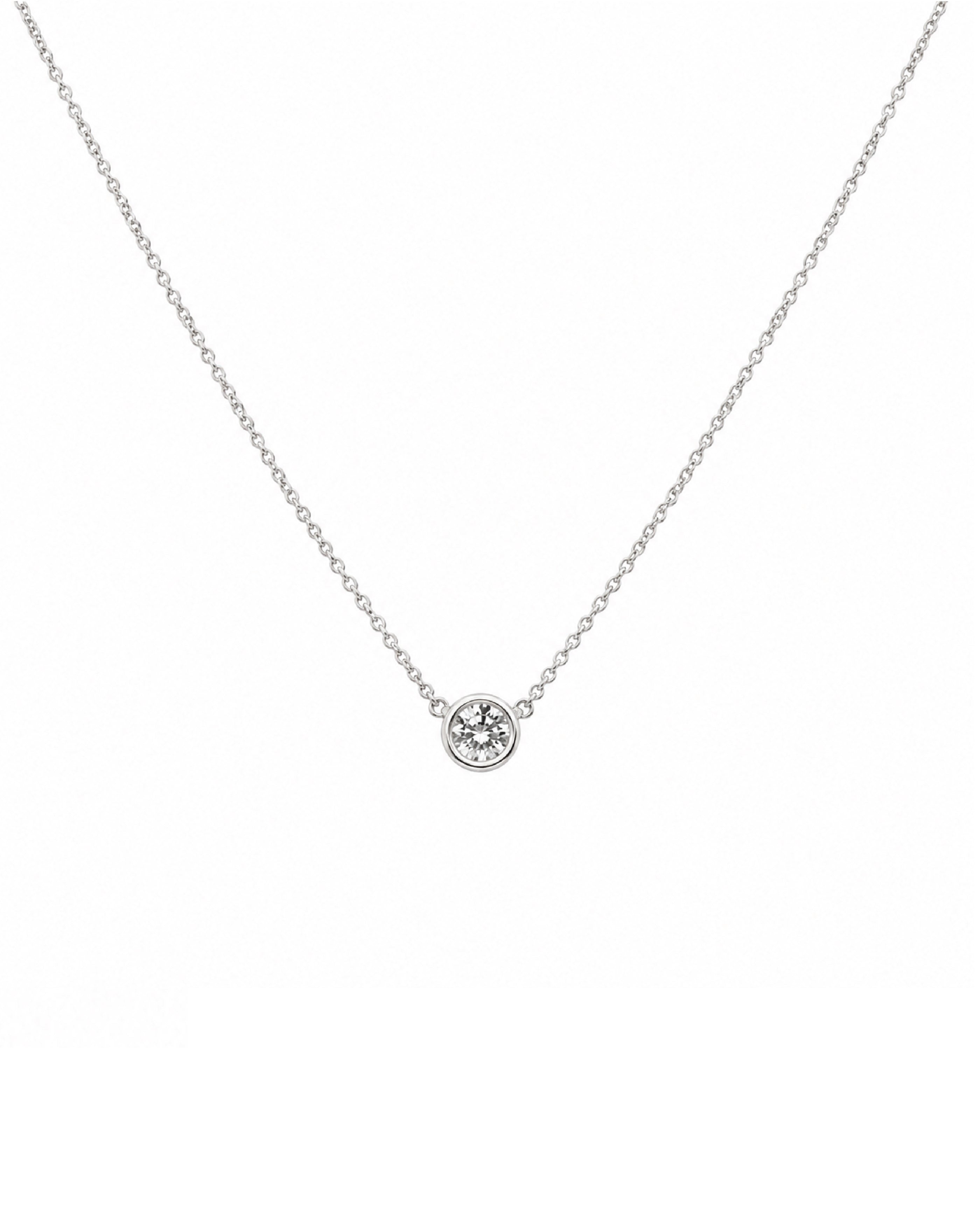 14k white gold diamond bezel necklace