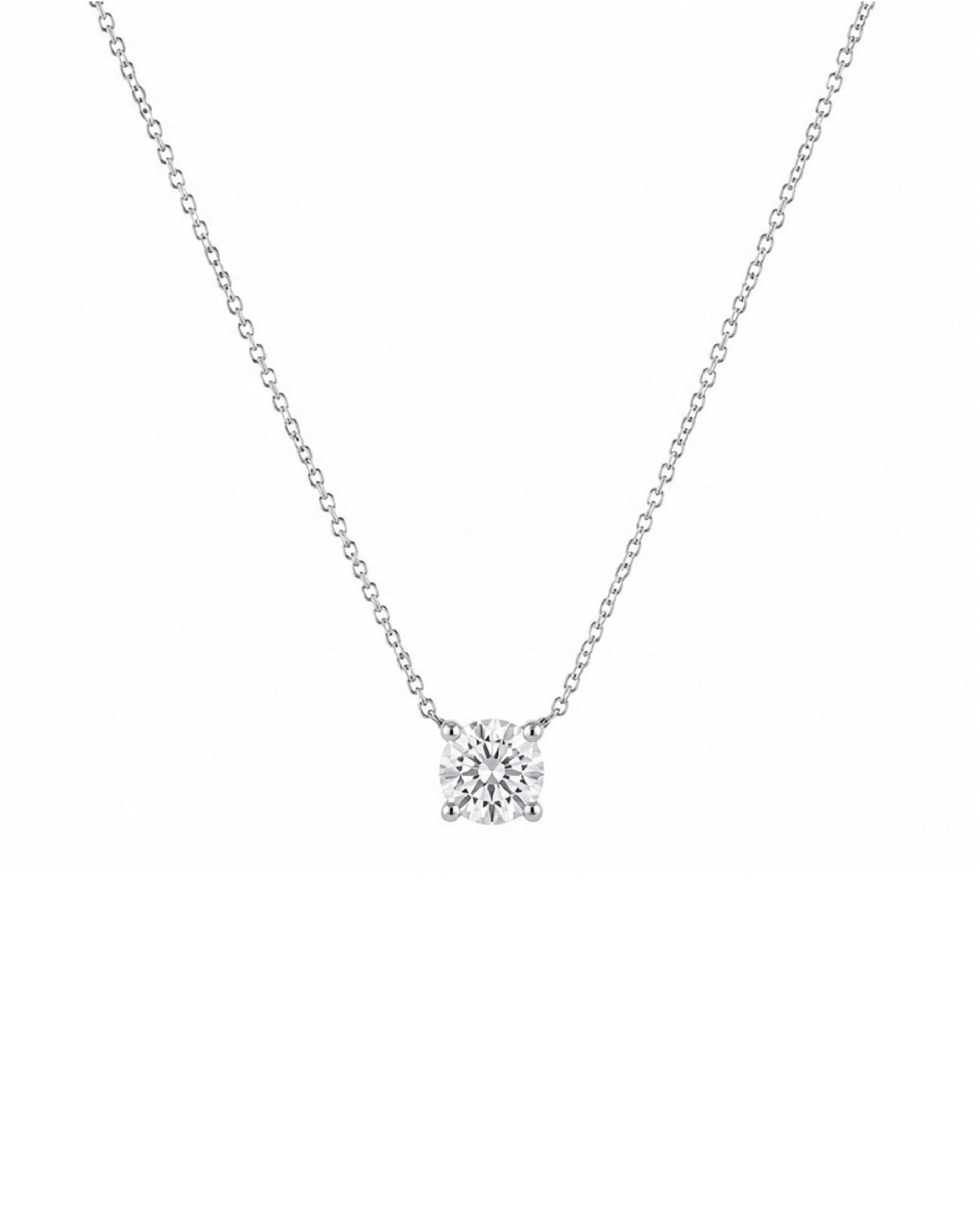 14k white gold solitaire diamond necklace