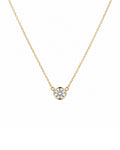 14k yellow gold bezel diamond solitaire necklace