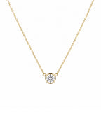 14k yellow gold bezel diamond solitaire necklace
