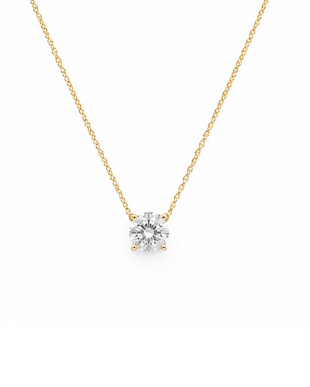 14k yellow gold 1ct solitaire diamond necklace